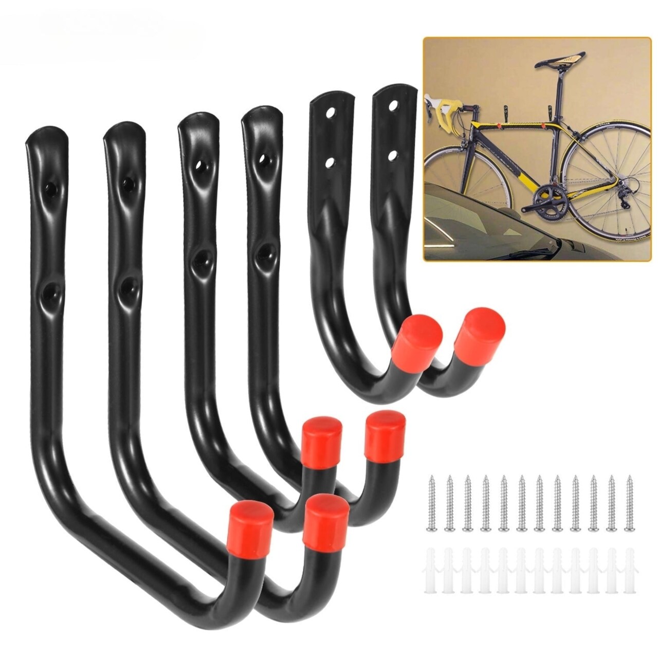 SKUSHOPS 6 Packs Garage Storage Hooks 22lbs Load Bike Bicycle Hooks Heavy Duty Utility Hooks Wall Hanger Rack For Garage Basement
